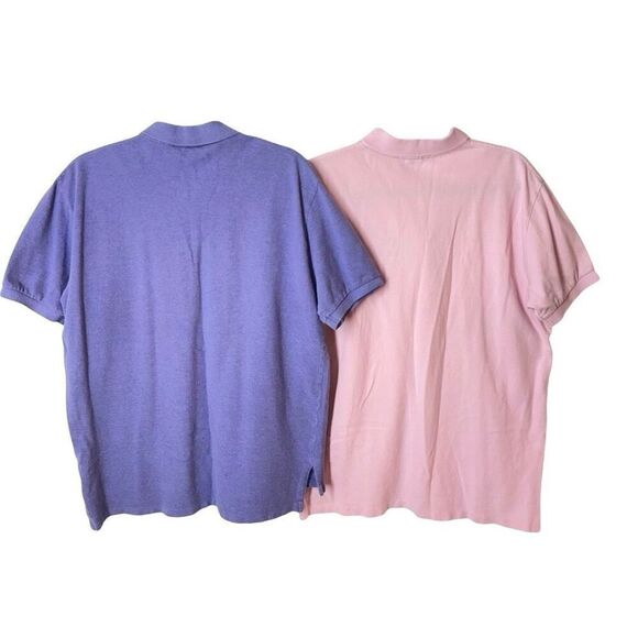 Bundle 2 Polo Ralph Lauren Polo Shirts Pique Cotton Light Pink & Purple L - Picture 5 of 11
